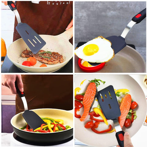 KLAQQED mid-size cooking spatula ideal for flipping and stirring on nonstick pans.