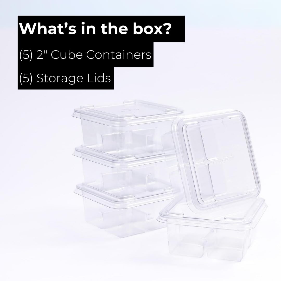 Klaris 2in cube storage in freezer with sealed lid for freshness