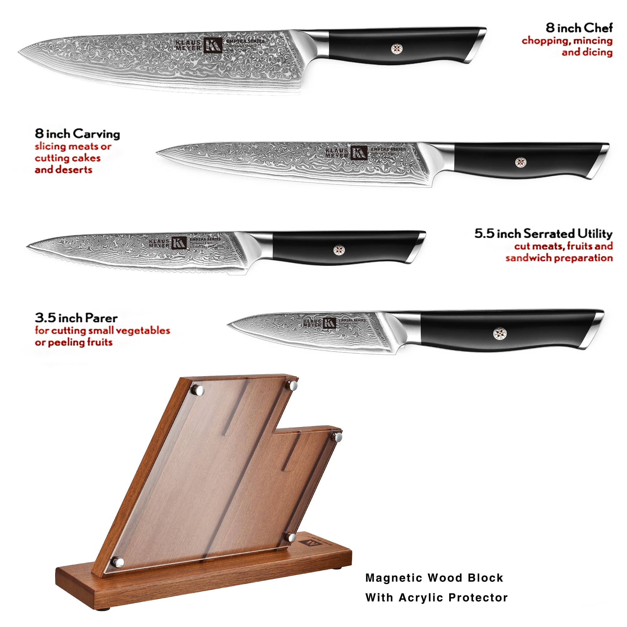 Klaus Meyer 67-layer Damascus blades deliver sharp, refined performance for everyday slicing.