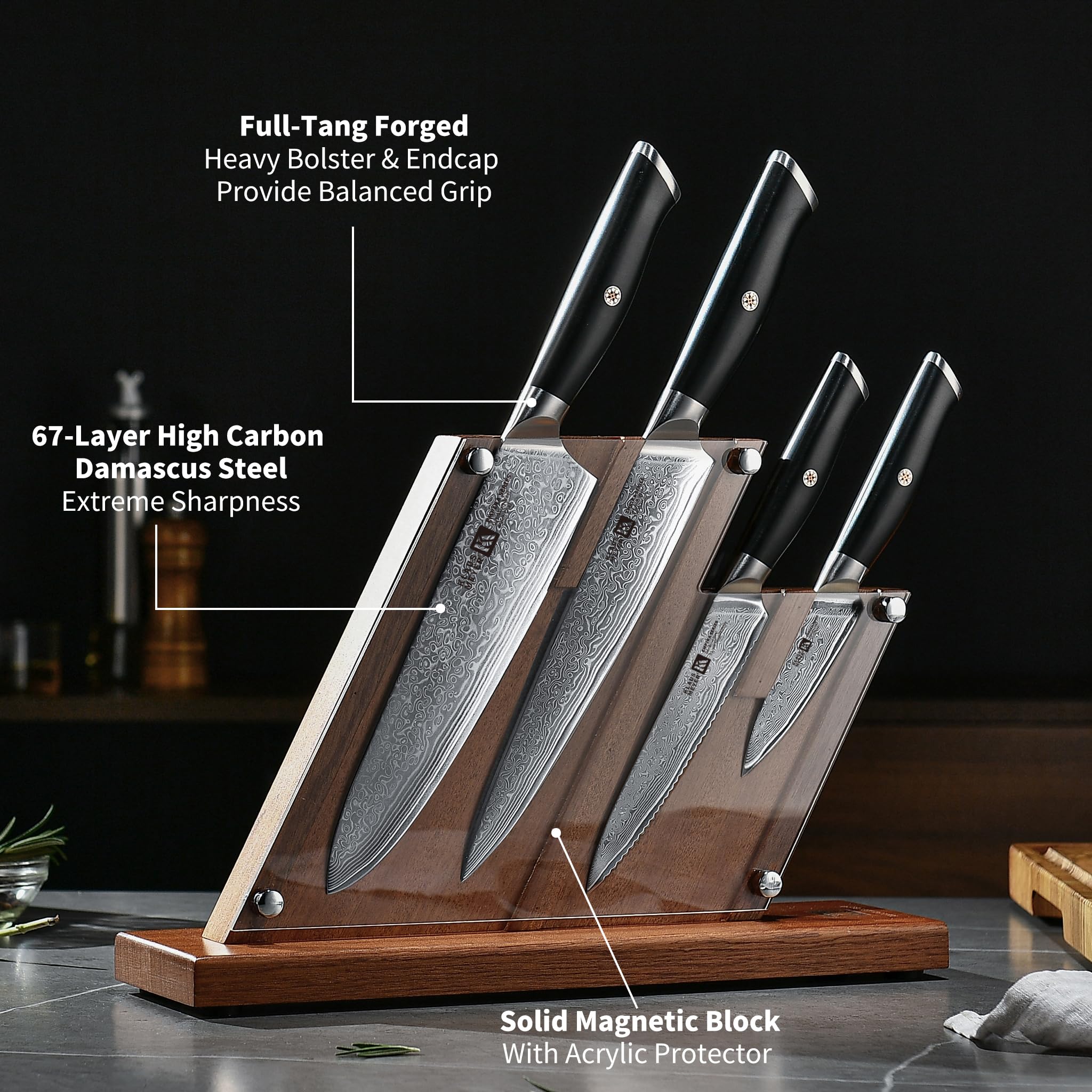 Klaus Meyer full-tang knives ensure sturdy balance for controlled cutting.