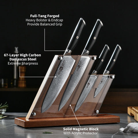 Klaus Meyer full-tang knives ensure sturdy balance for controlled cutting.