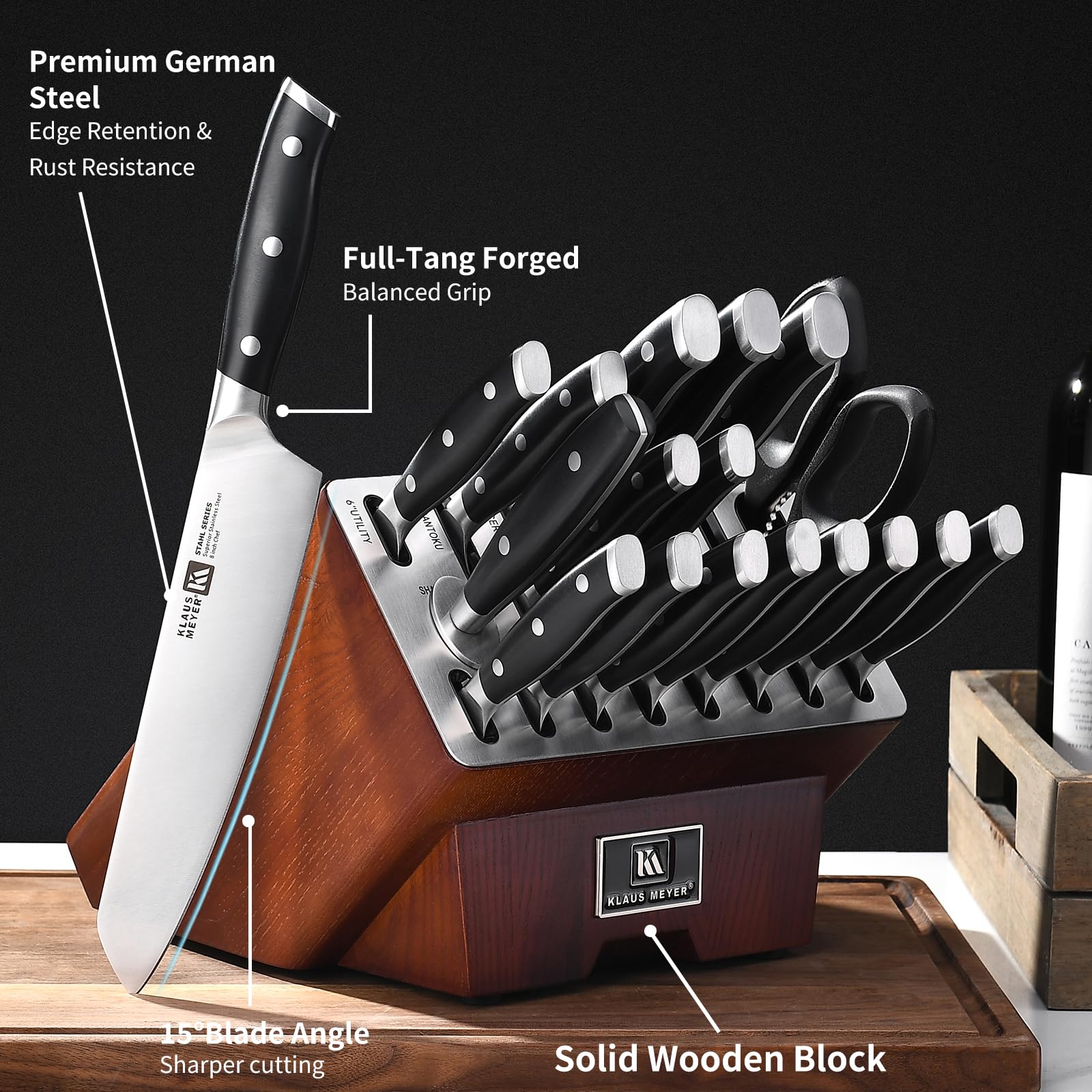 Klaus Meyer Stahl 8-inch carving knife ideal for roast and turkey slicing.