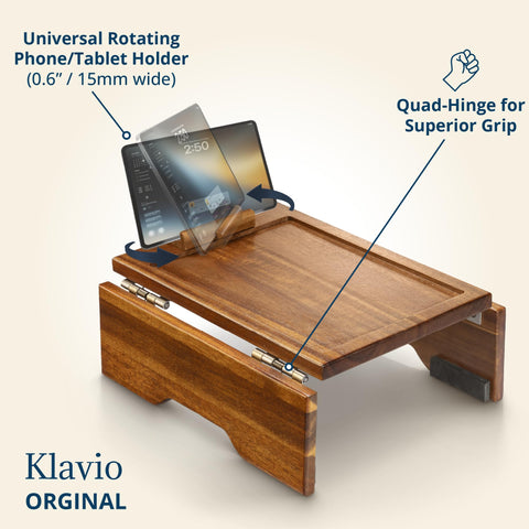 Klavio Acacia arm tray with rotating phone holder for hands-free viewing