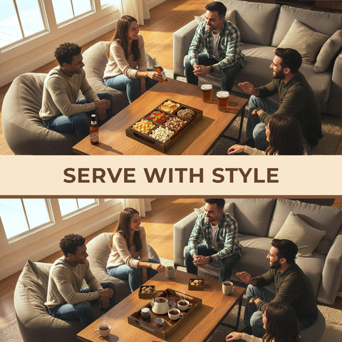 Klavio tray with removable trays for quick refills during gatherings.