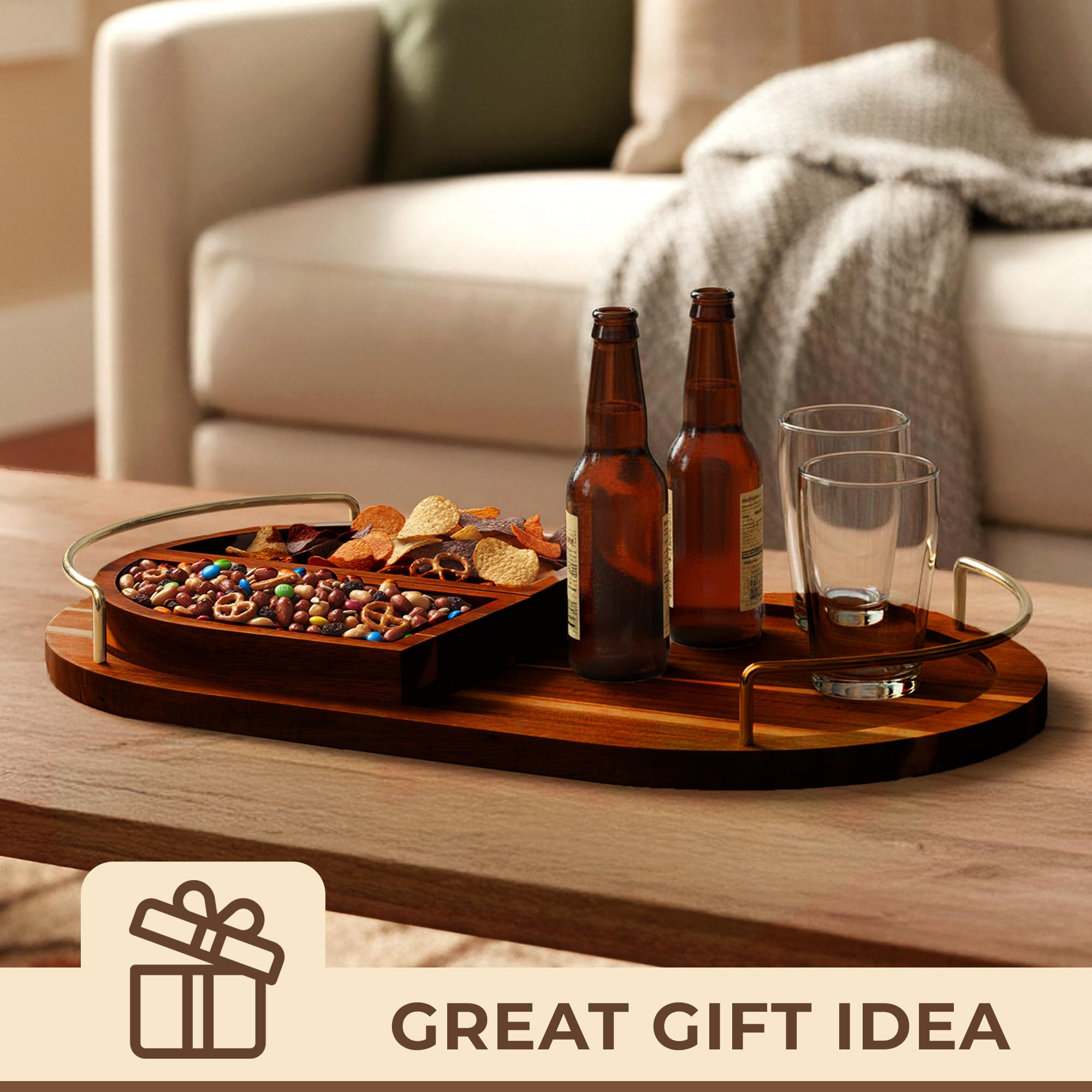 Klavio elegant wood serving tray used for charcuterie and desserts.