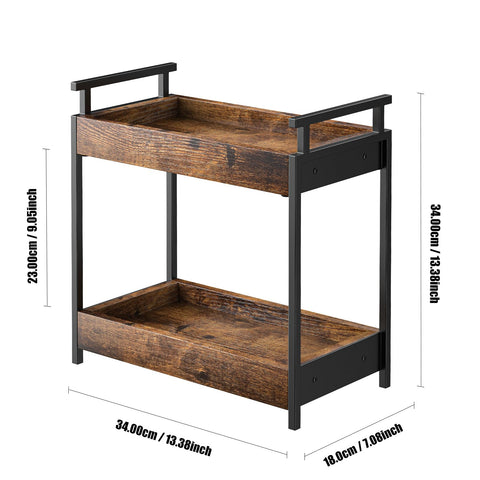 KLM condiment storage caddy in brown on kitchen counter