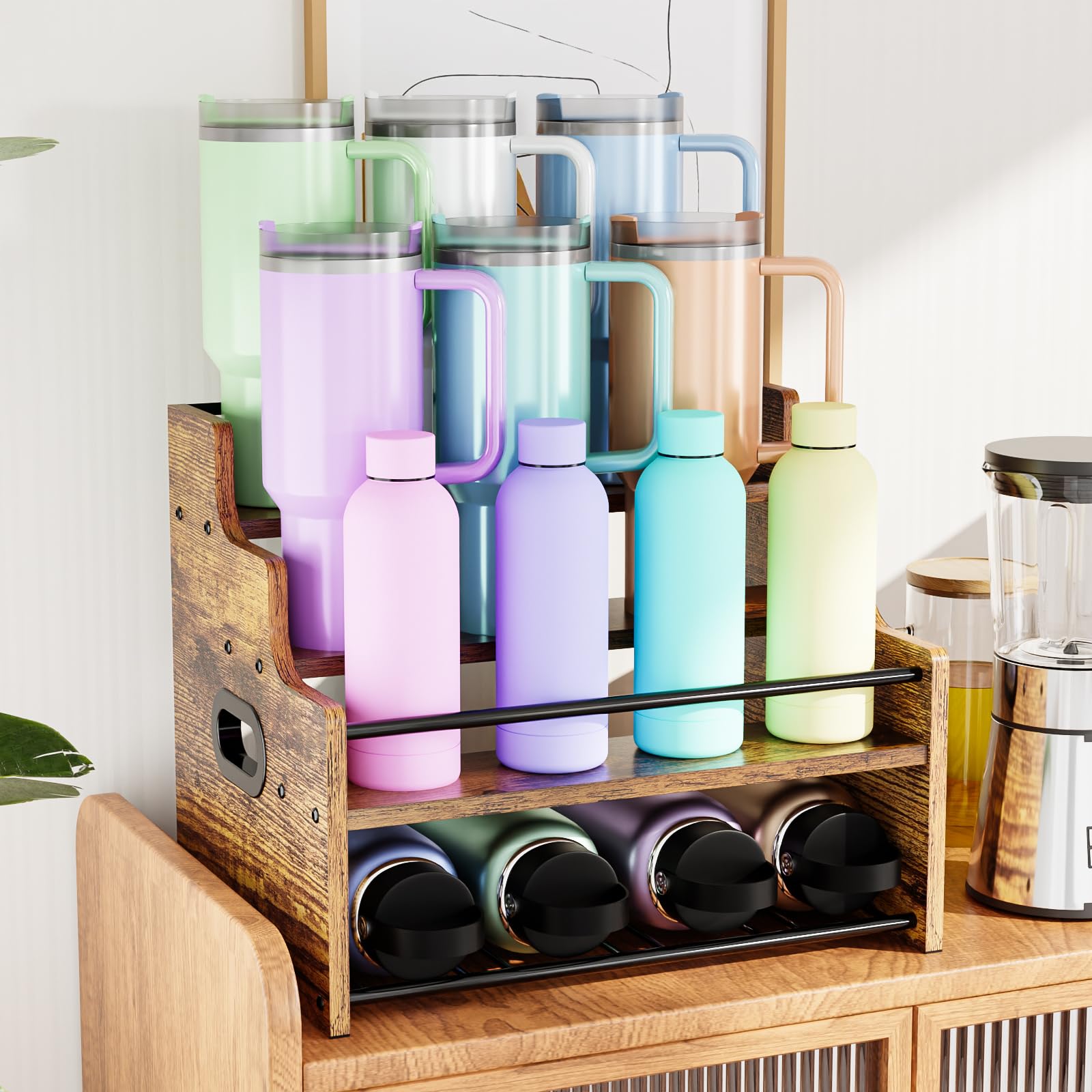 KLM countertop-ready organizer for bottles and syrups in compact spaces