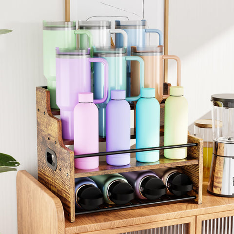KLM countertop-ready organizer for bottles and syrups in compact spaces