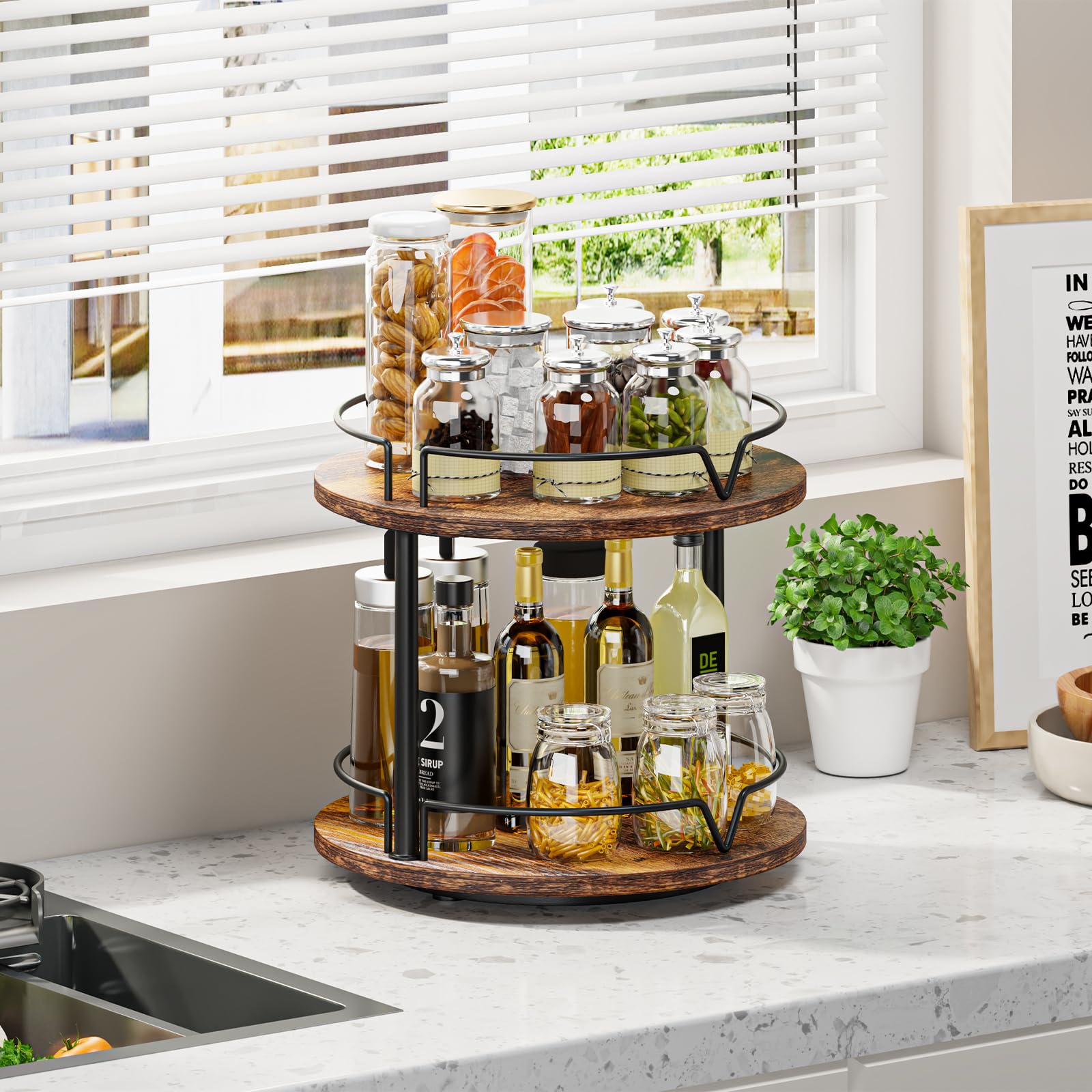 KLM ball-bearing base provides smooth rotation for the lazy susan