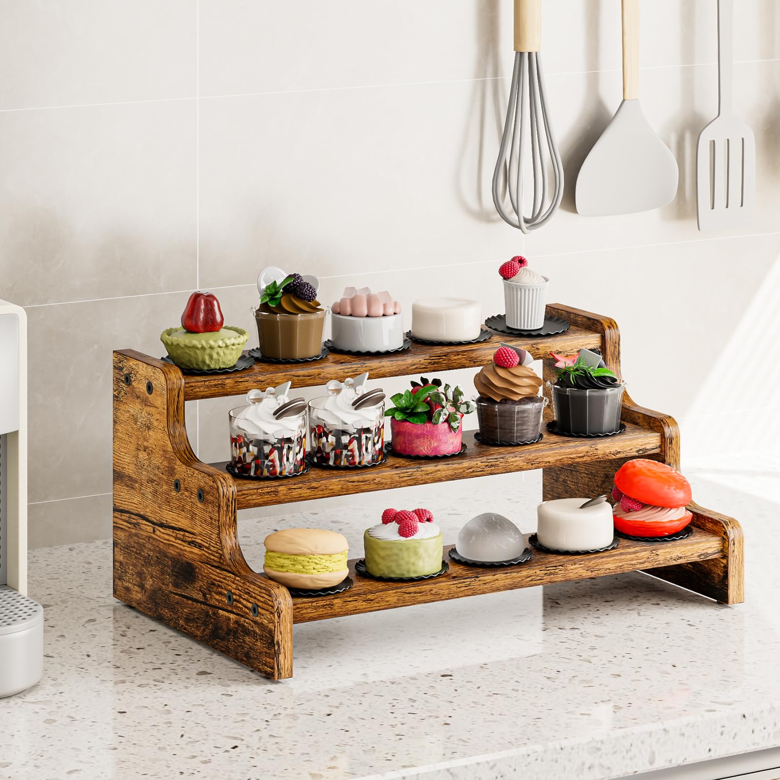 KLM spice rack elevates visibility with raised tiers for easy label reading