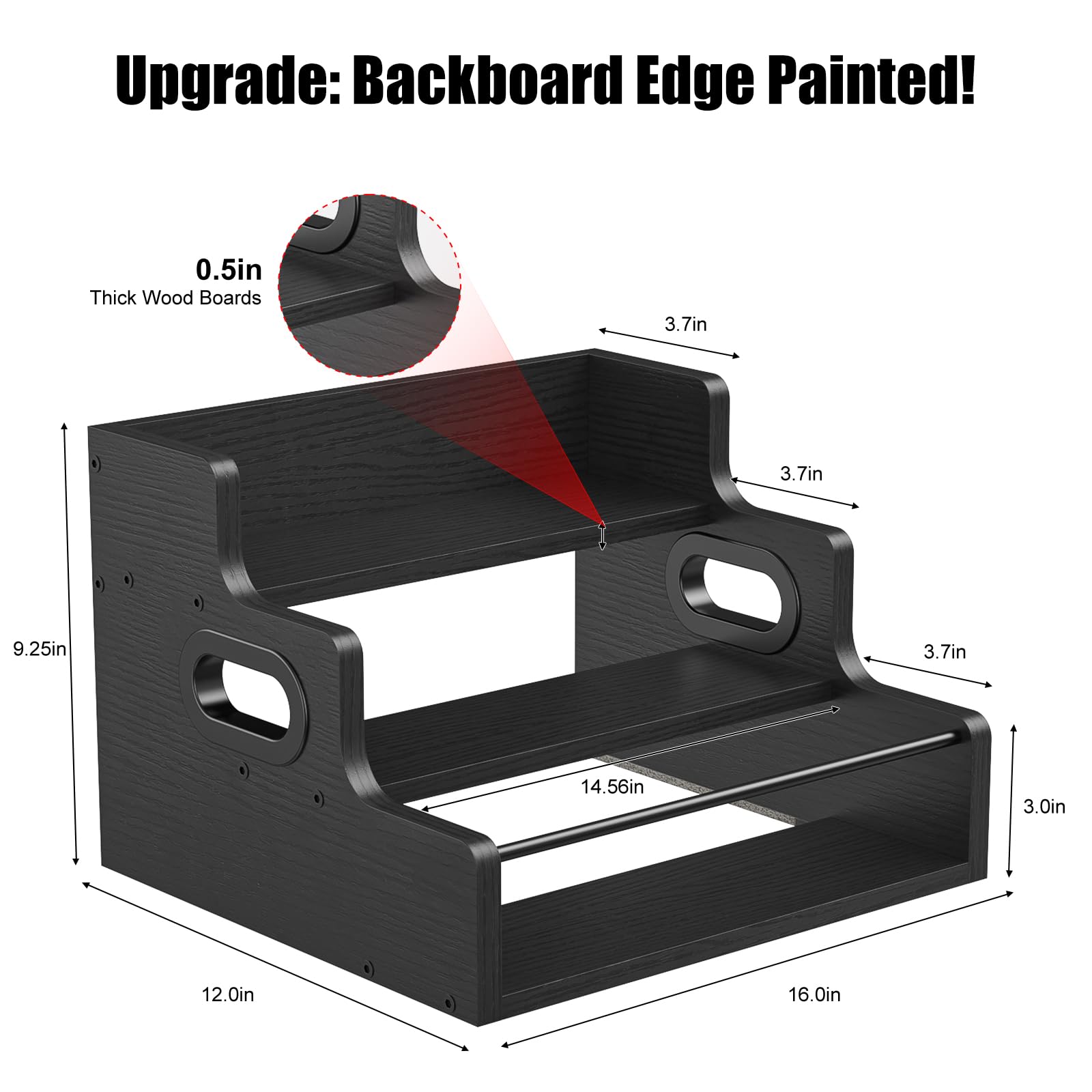 KLM three-tier counter shelf enables easy access to bottles.