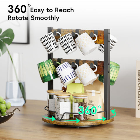 KLM two-tier mug holder showing vertical mug organization