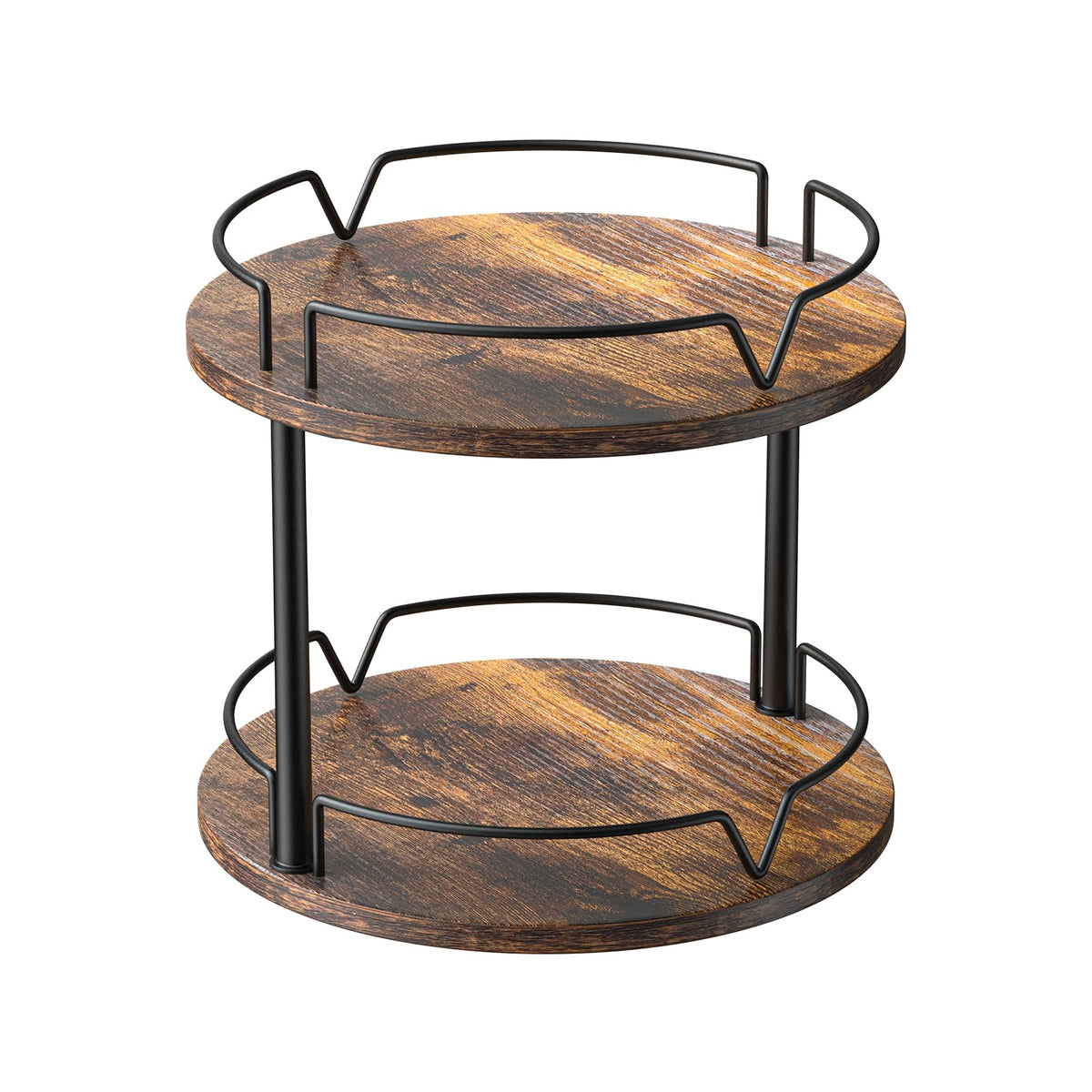 KLM wood lazy susan on counter for easy spice access and rotation