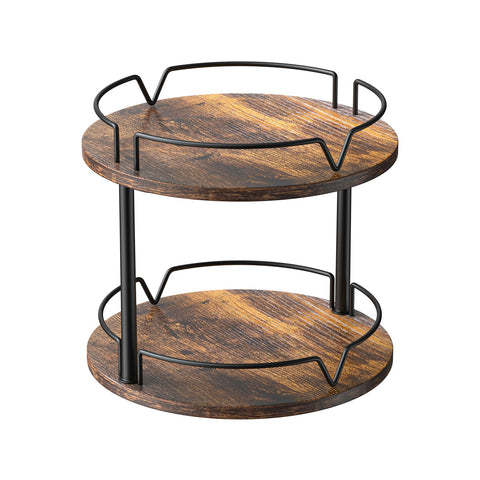 KLM wood lazy susan on counter for easy spice access and rotation