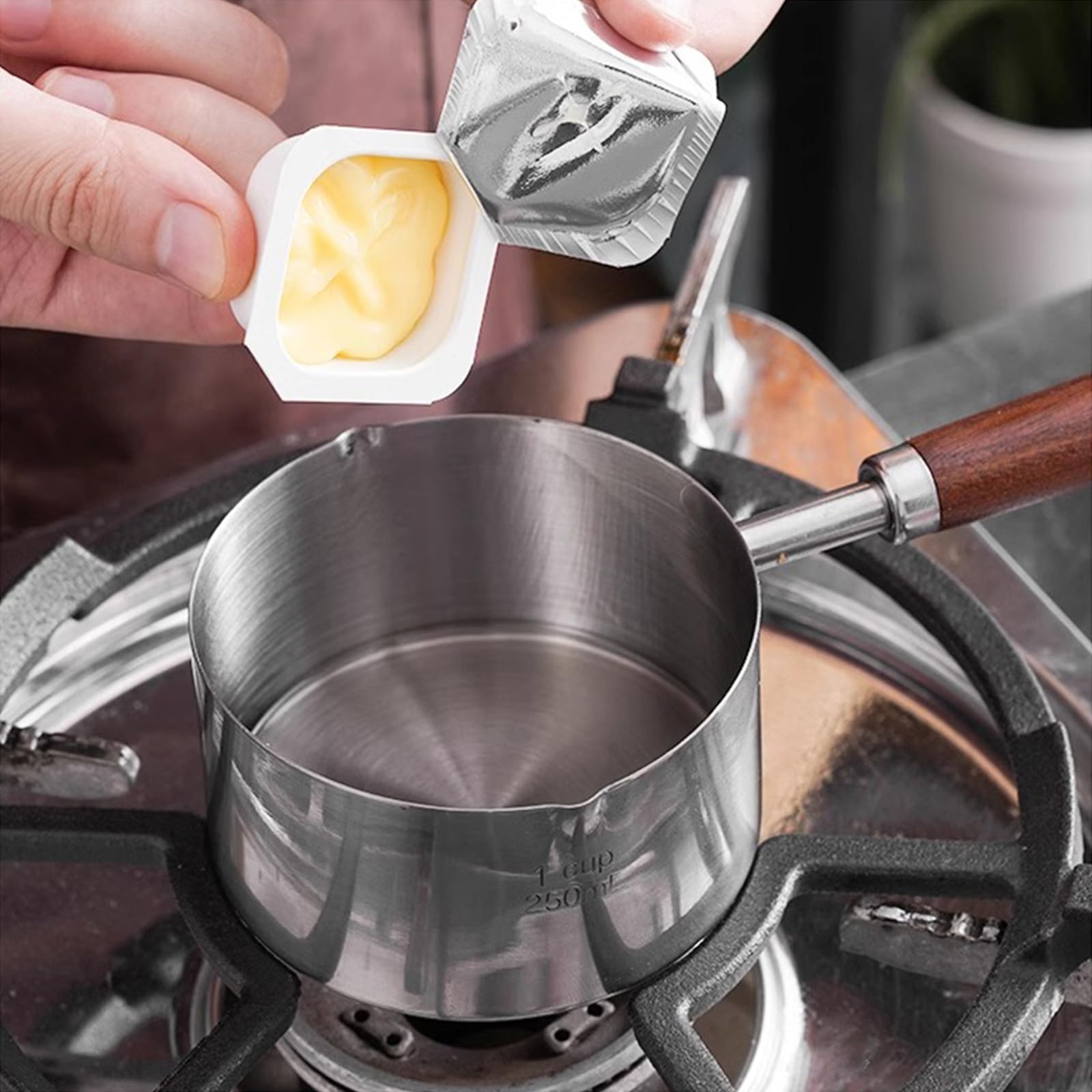 Kloahmo 8.5 oz capacity ideal for warming milk, syrups, or small portions.