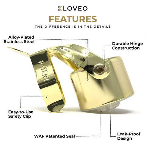 KLOVEO stopper fits Prosecco, Cava and sparkling wine bottles for easy preservation.