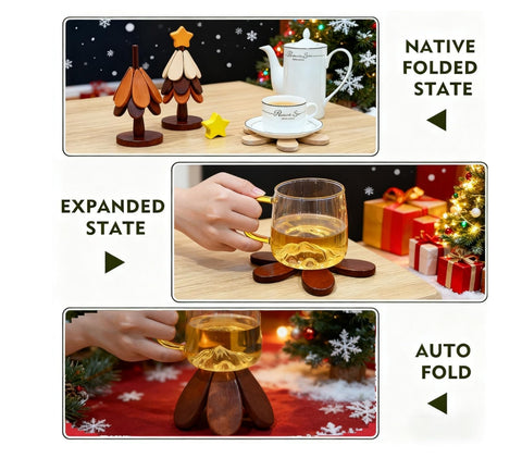 KLROAD tree trivet used as dining-table decor while shielding surfaces.