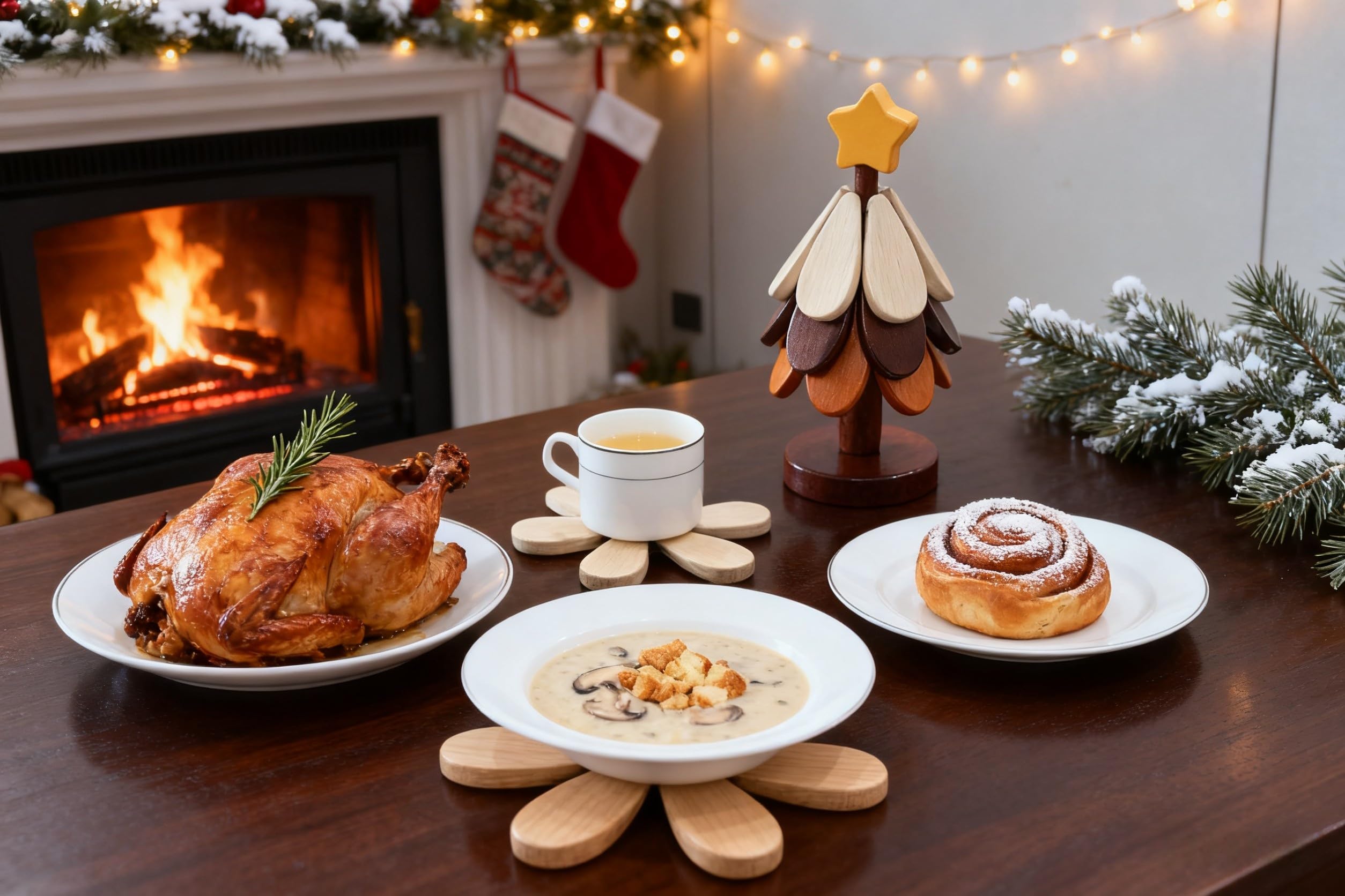KLROAD tree trivet shows gravity-unfolding segments ready to support hot cookware.