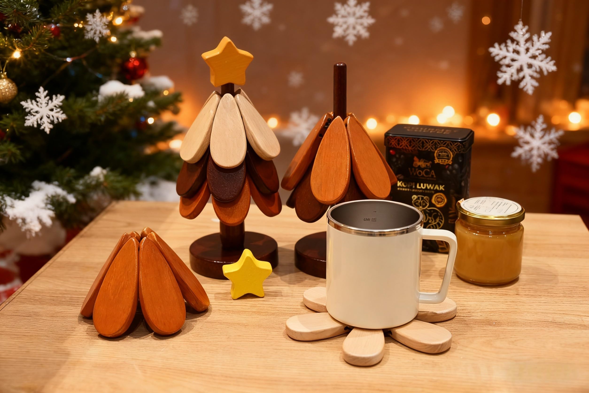 KLROAD holiday display featuring the Christmas-tree design on a tabletop.