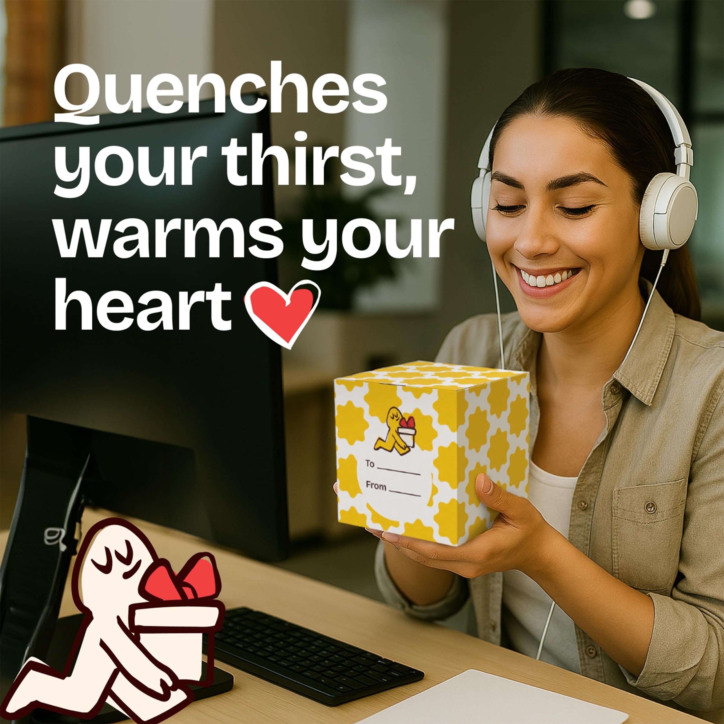 KLUBI navy 14oz mug in gift box suggests a ready-to-gift coworker or friend present