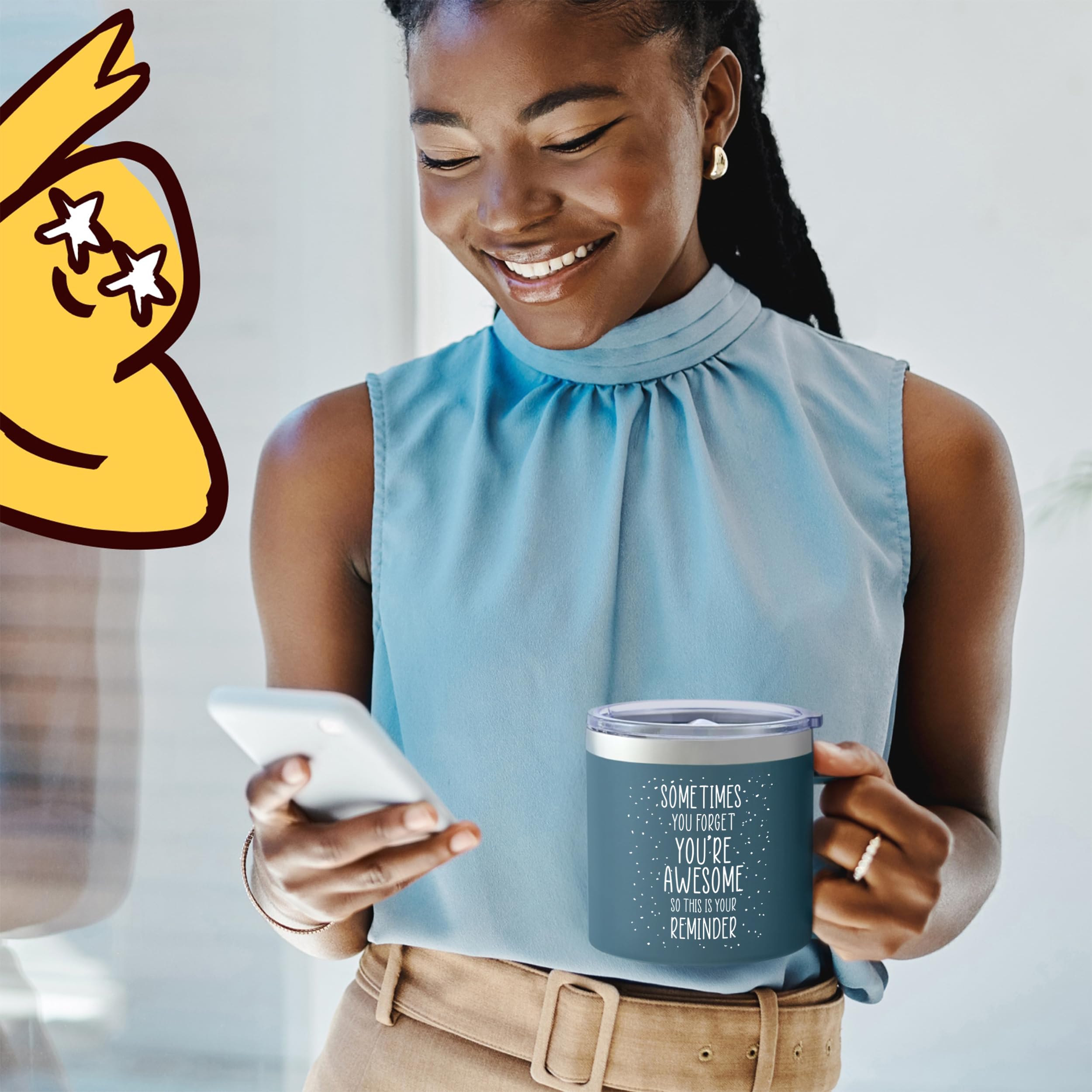 KLUBI navy 14oz mug handle close-up emphasizes comfortable grip and everyday reliability