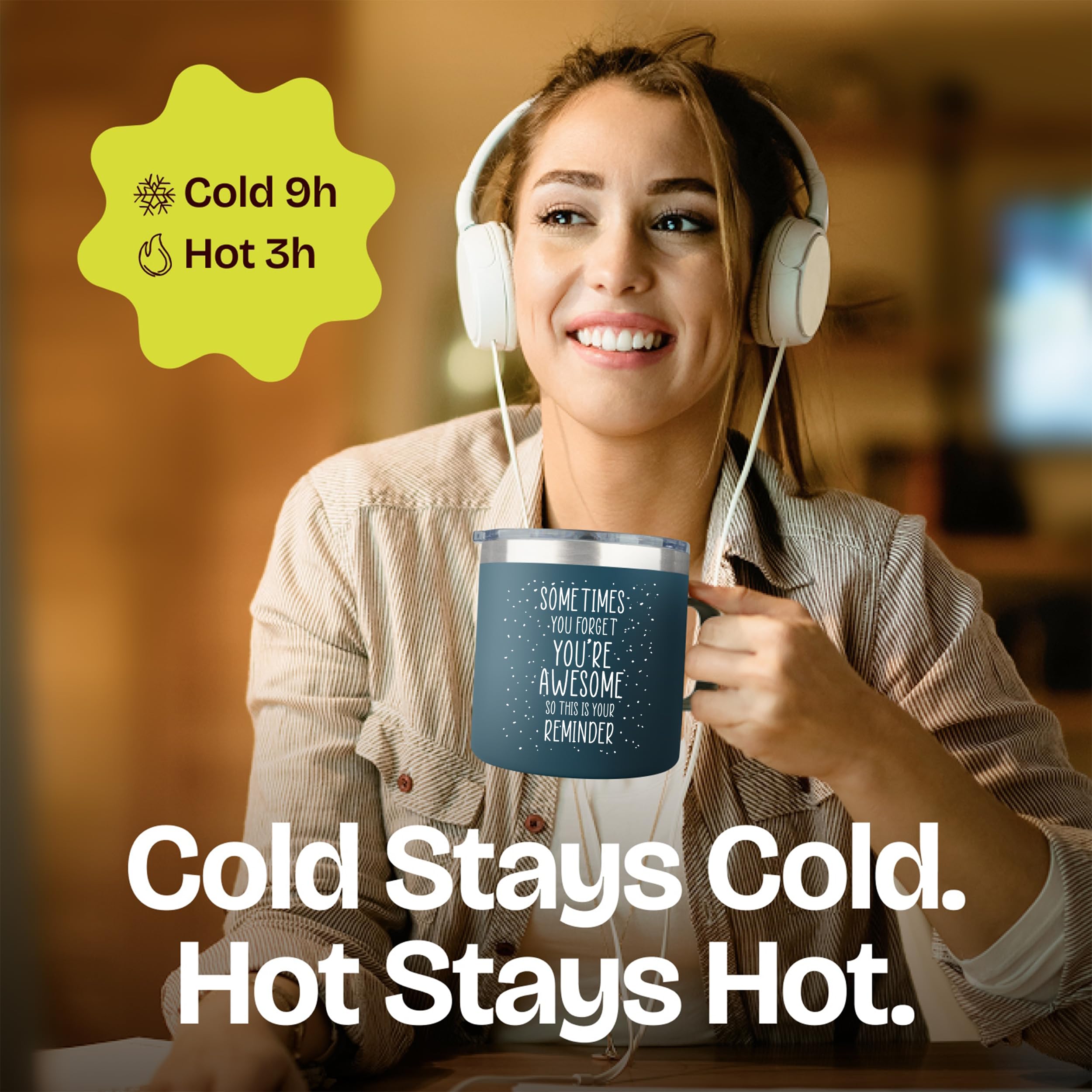 KLUBI navy 14oz mug gift-ready packaging communicates thoughtfulness