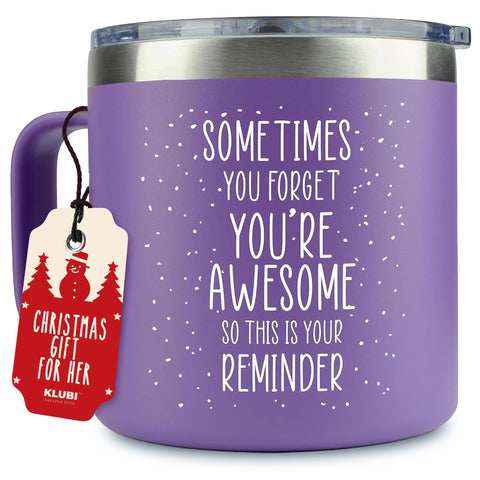 KLUBI purple birthday mug 14oz keeps coffee warm and makes a thoughtful gift