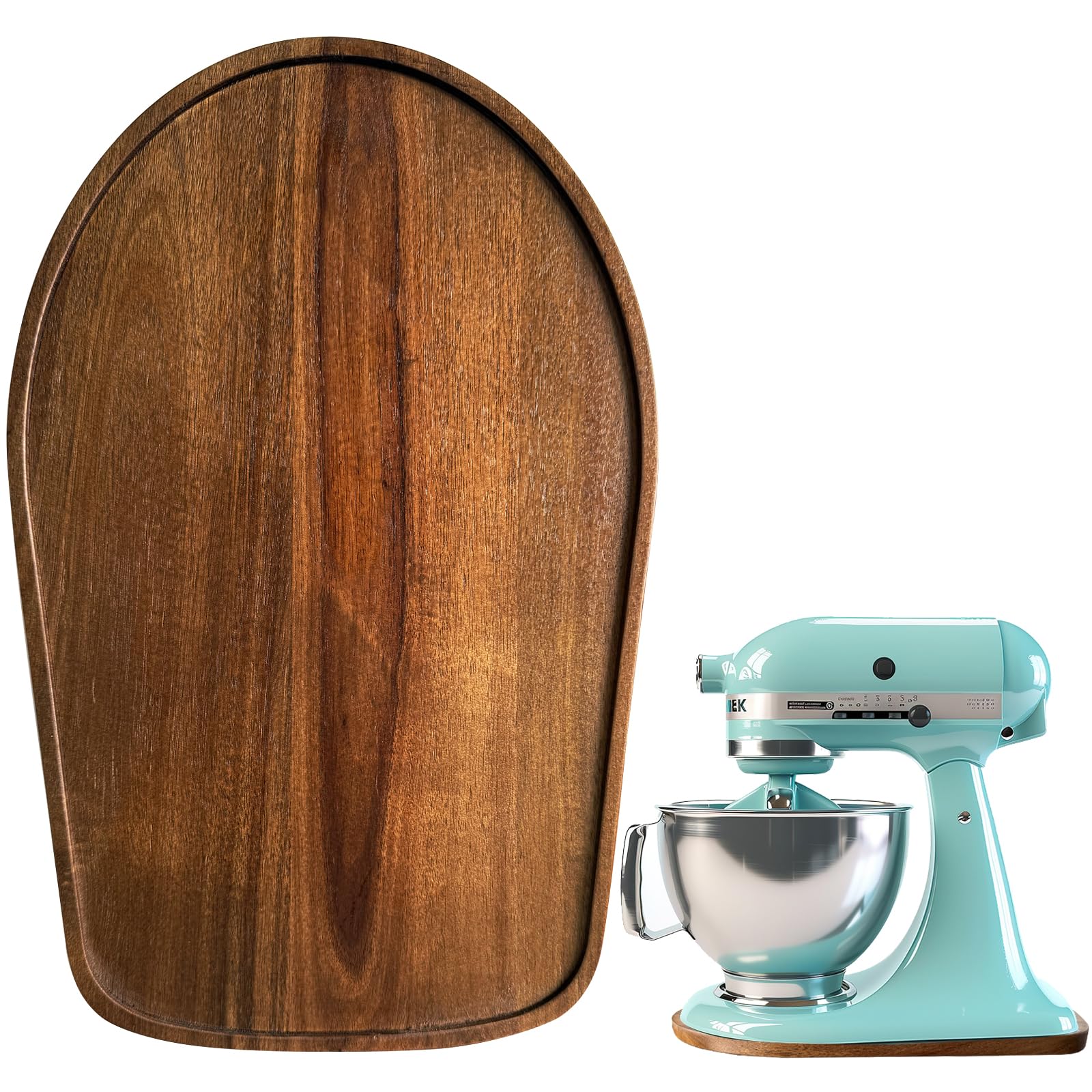 Klxuyuo acacia wood mixer slider mat on countertop enables easy repositioning
