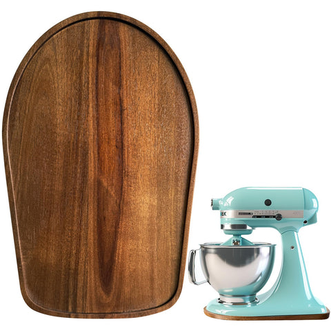 Klxuyuo acacia wood mixer slider mat on countertop enables easy repositioning