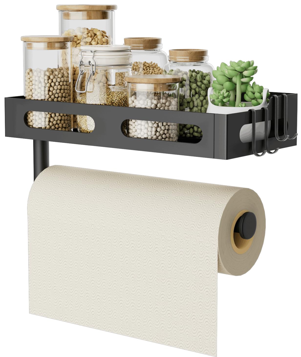 KLYLVENNE wall-mounted paper towel holder with shelf keeps counters organized