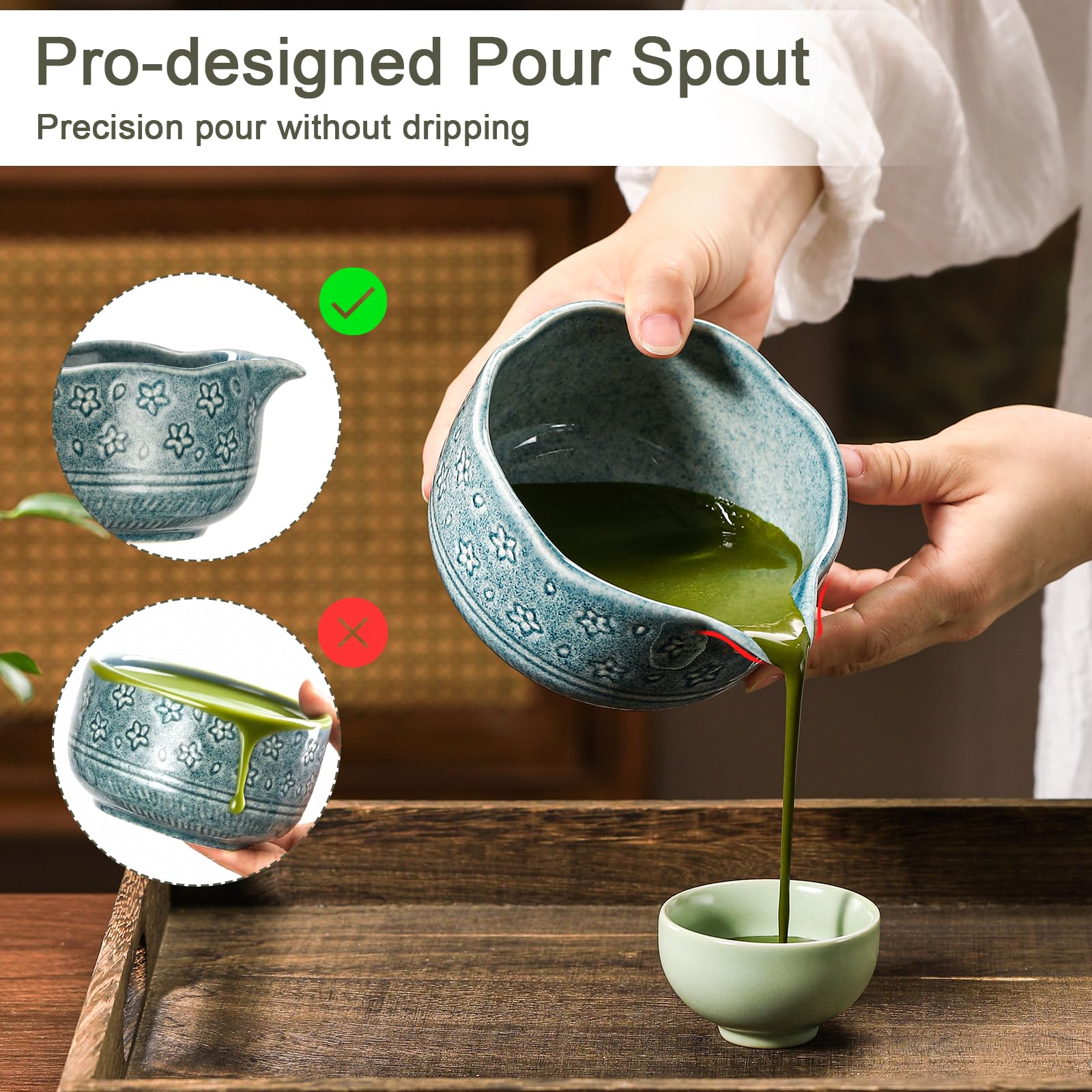 Klyoca 100-prong bamboo whisk blends matcha to silky texture.