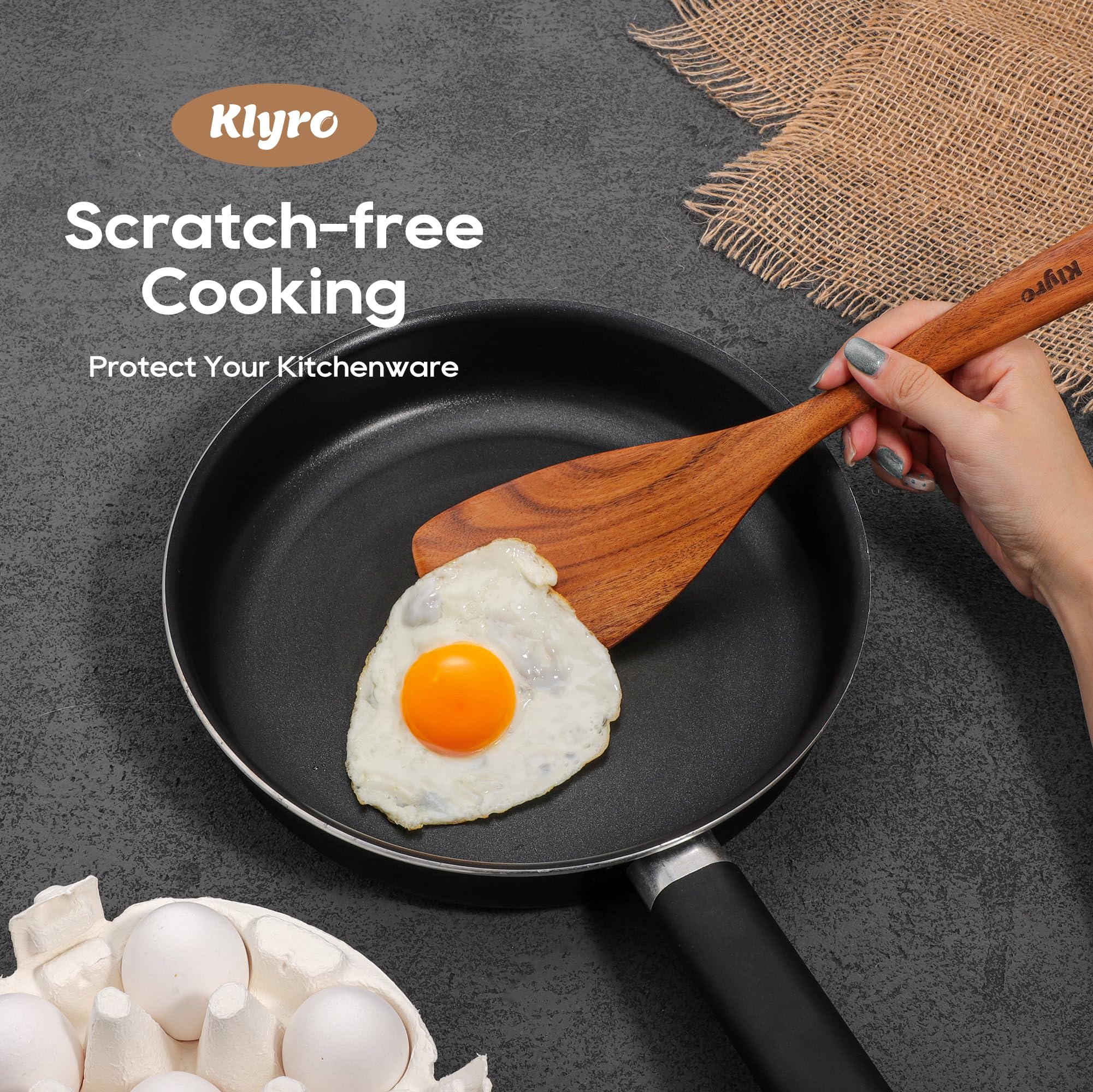 KLYRO ergonomic handle design on utensils for reduced hand fatigue