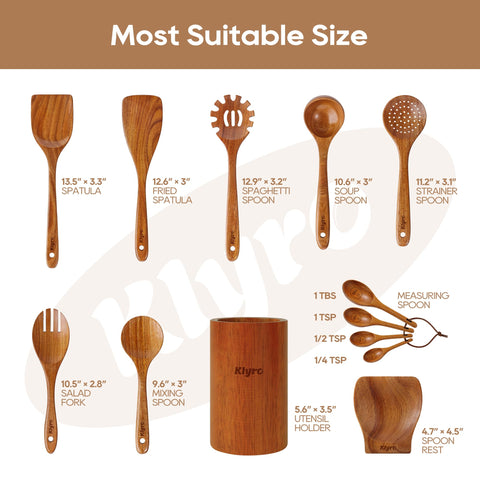 KLYRO wooden spoons with smooth polished edges prevent scratches