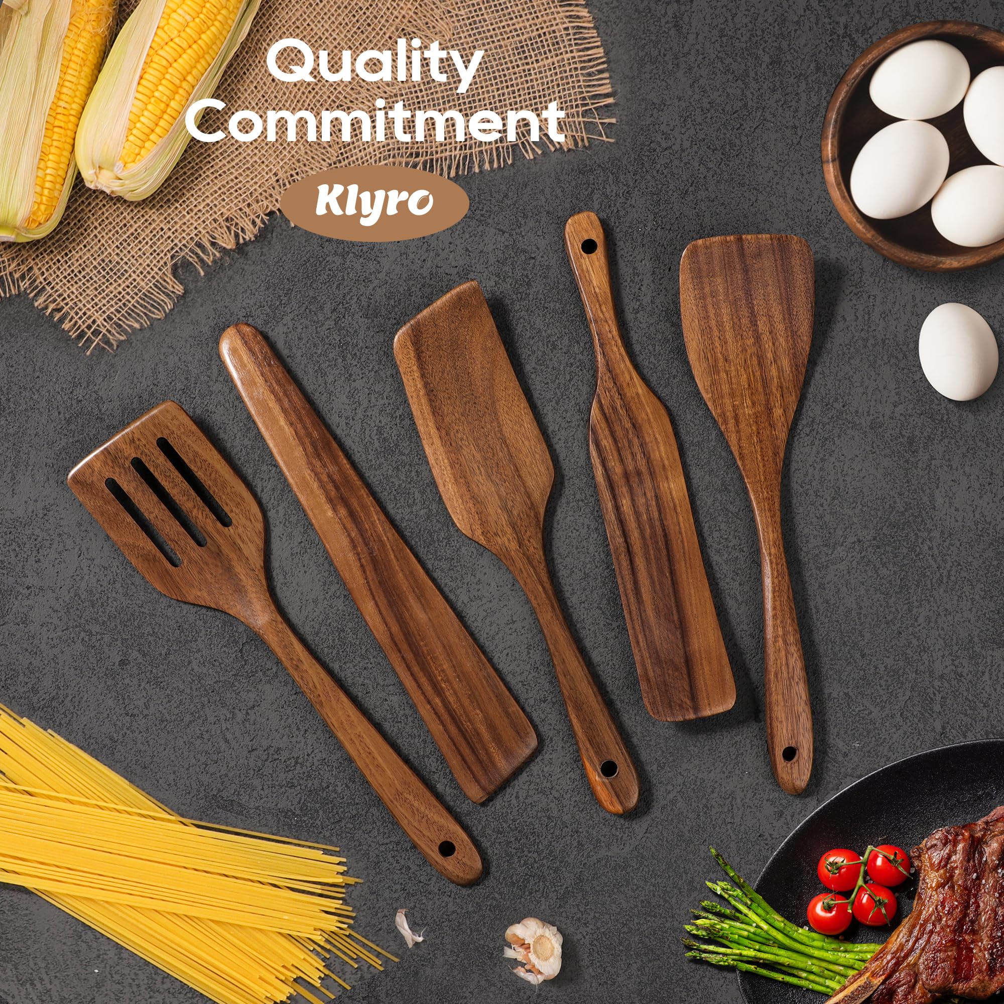 KLYRO wooden utensils are easy to clean with mild soap and air-dry