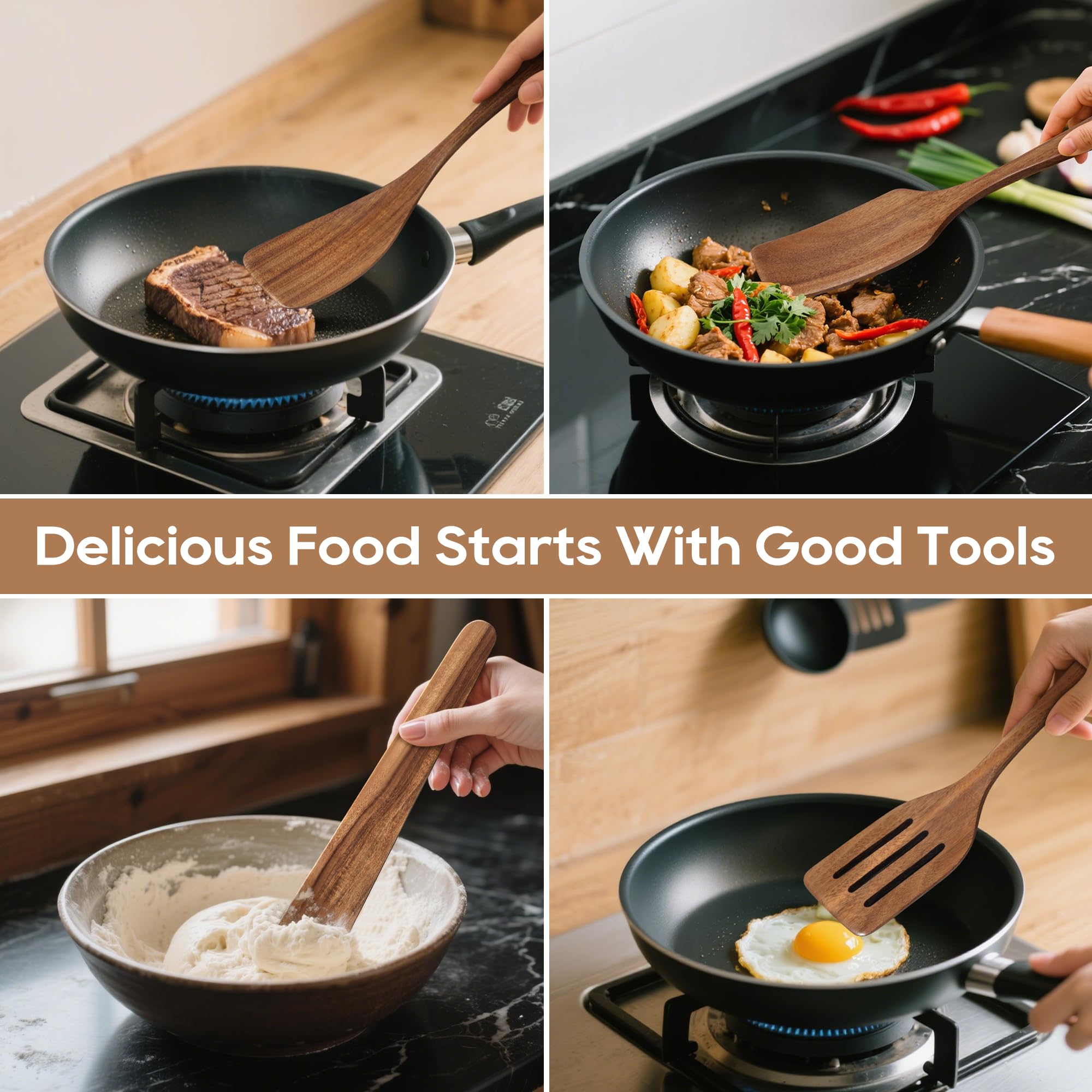 KLYRO gift-ready teak utensil set, ideal for housewarmings and weddings