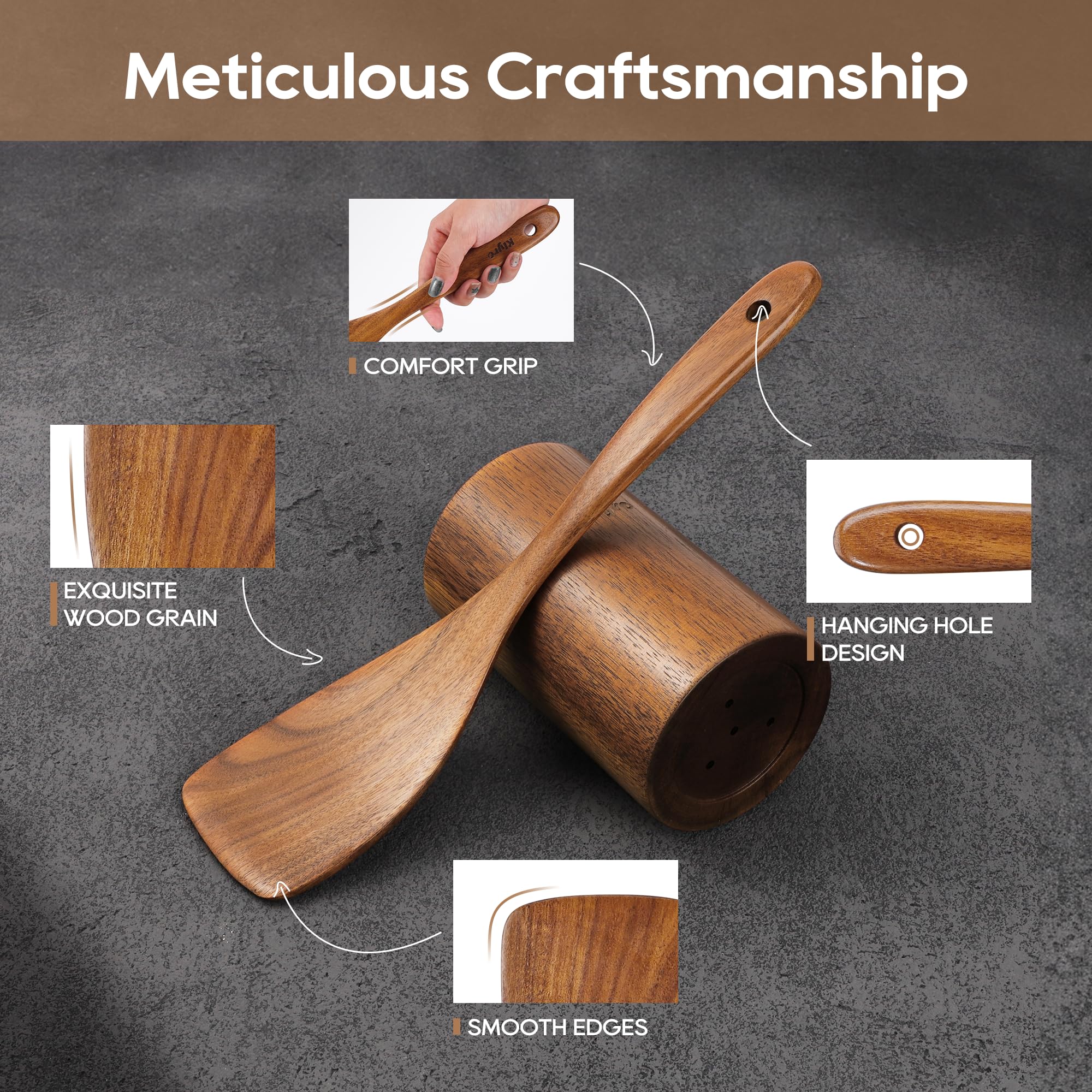 KLYRO wooden spatula durable for everyday stirring and mixing