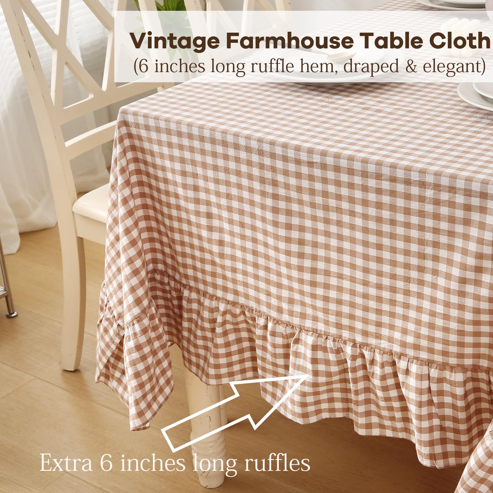 K MASANIJI vintage cottage tablecloth in gingham pattern for cozy meals.