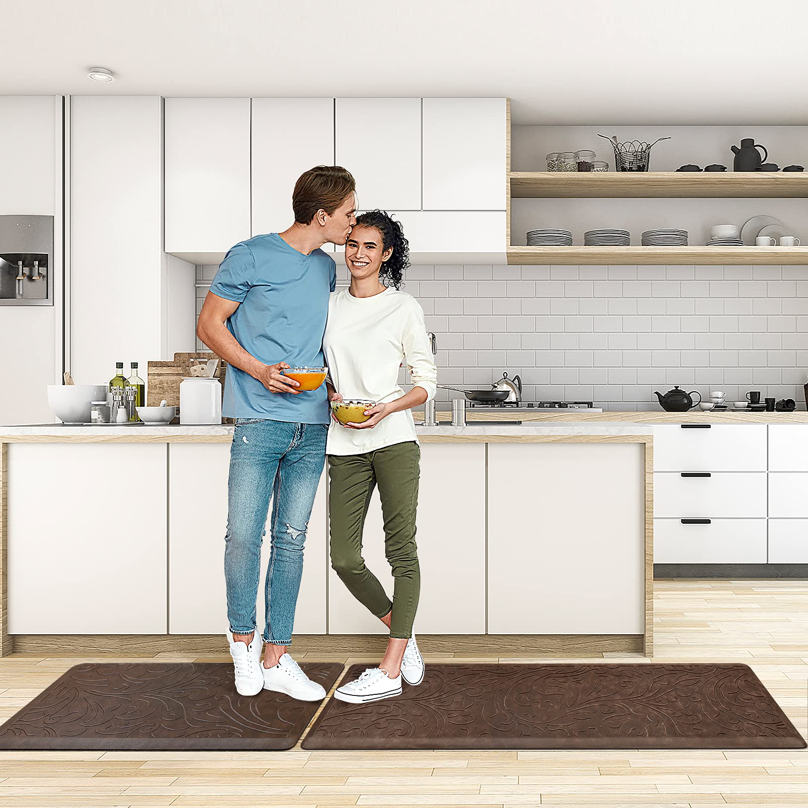 KMAT brown kitchen mat blends with any decor