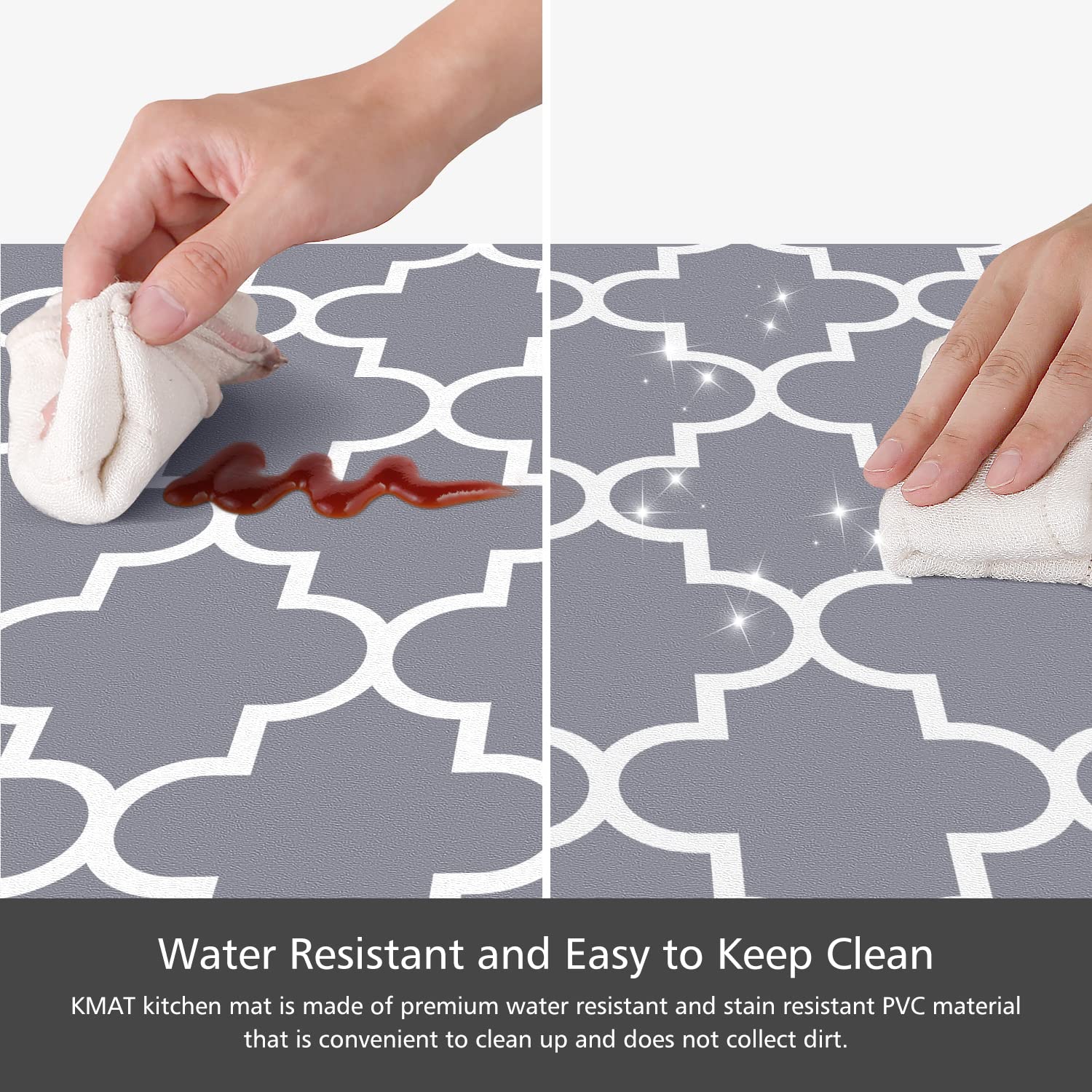 KMAT heavy-duty PVC construction ensures durable comfort in busy spaces.