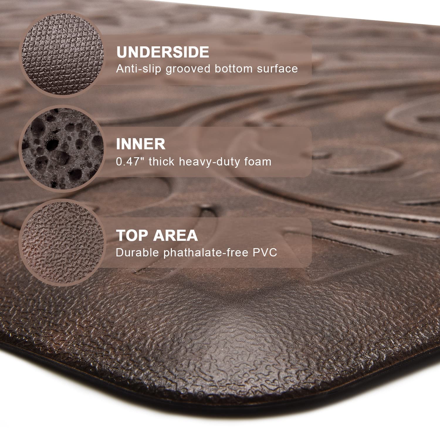 KMAT beveled-edge anti-slip design prevents slips during use