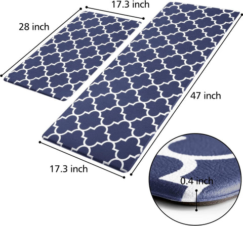 KMAT blue 29-inch rectangle kitchen mat preserves comfort at sink