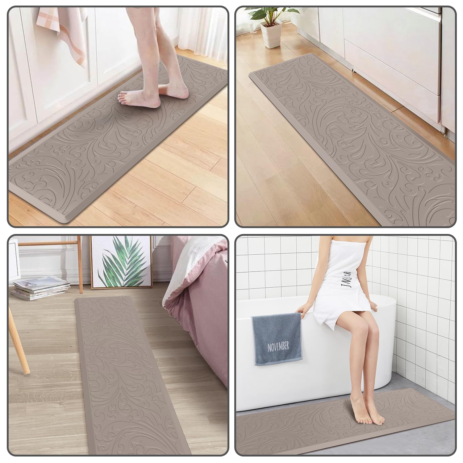 KMAT ergonomic support promotes comfortable standing during meal prep.