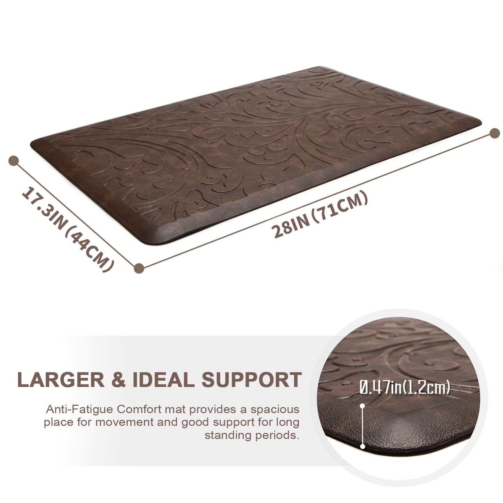 KMAT Kitchen Mat waterproof top surface resists spills and cleans easily