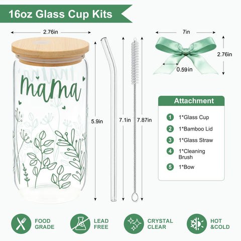 KMCCUMBER Bow Mama glass cup with bamboo lid