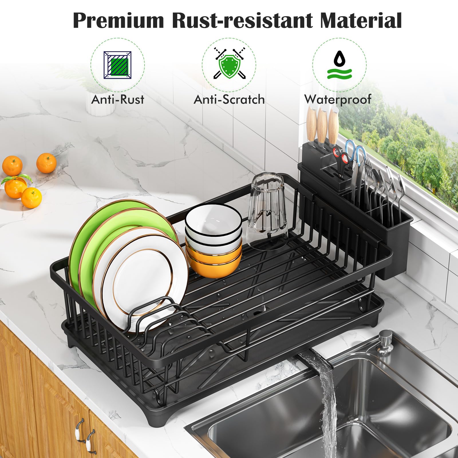 Kmiectse rack holds up to 10 plates, bowls, and cups at a time.