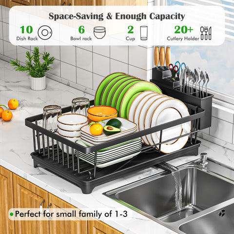 Kmiectse dish drying rack offers easy, tool-free assembly for quick setup.