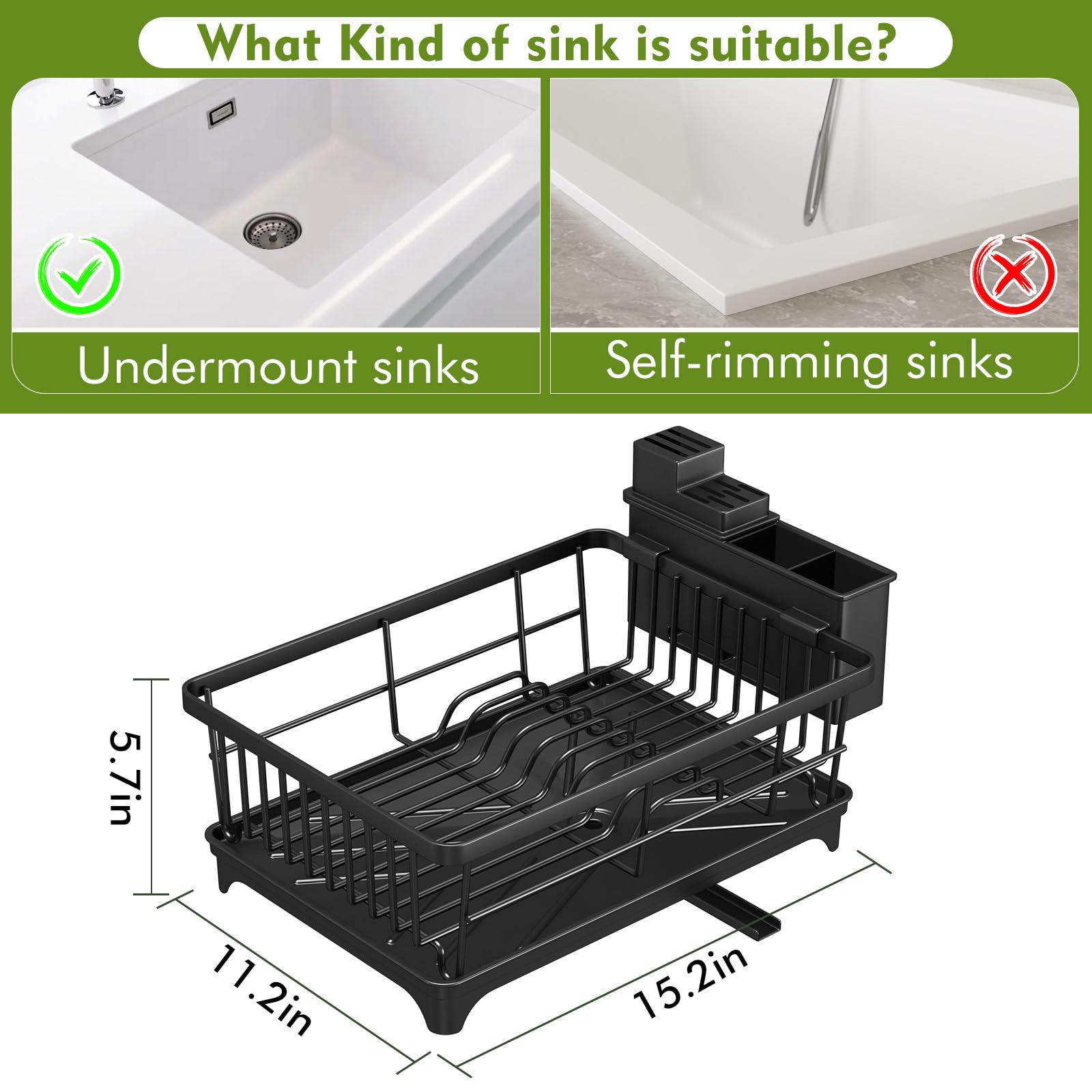 Kmiectse dish rack removable utensil holder keeps cutlery neatly organized for cooks.