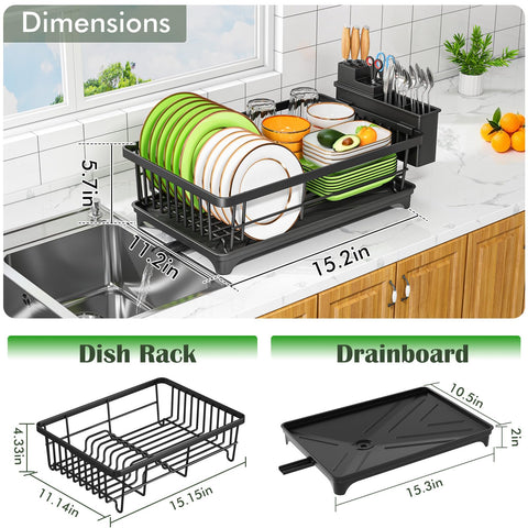 Kmiectse dish drying rack rust-resistant metal stands up to daily use and moisture.