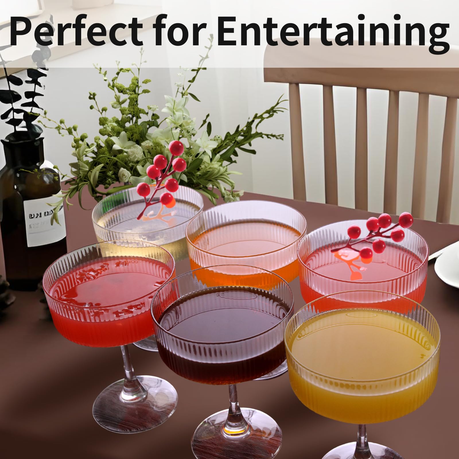 KMIGRUAN champagne coupe glasses with wide base for stability