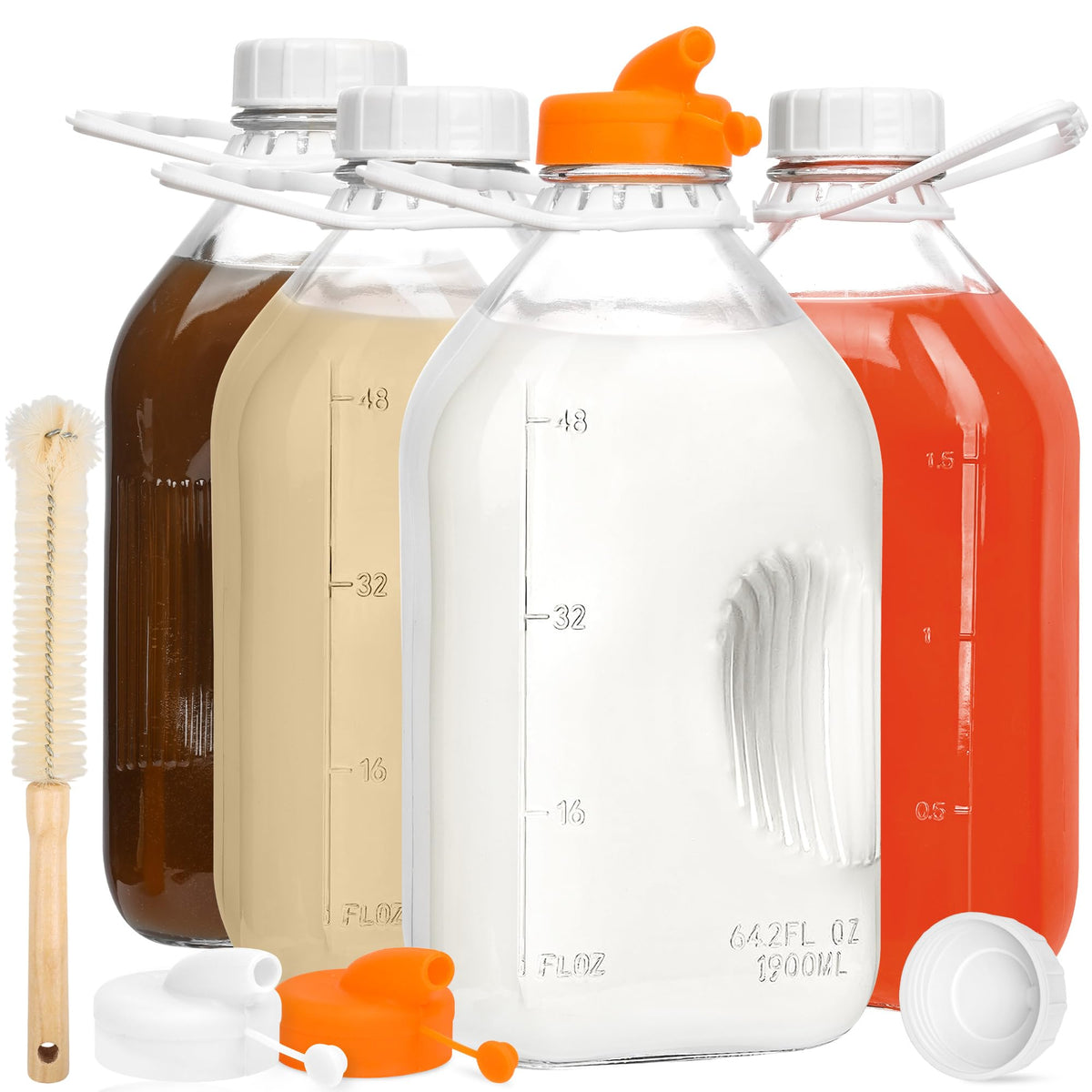 KMIGRUAN half gallon glass milk bottle with handle for easy pouring and storage